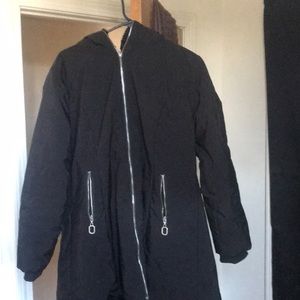 Black coat with faux black fur inside